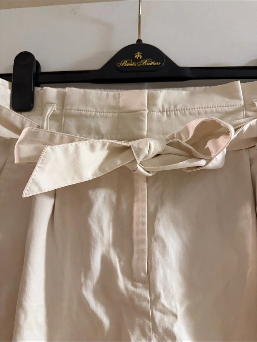 J. Crew Cream High-Waist Paperbag Tie Shorts